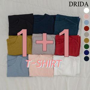 [드리다]1+1 여자 봄 여름 이너 기본 슬라브 면 7부 티셔츠 40-50대 중년 여성 미시 캐주얼 흰티 엄마옷