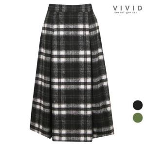 갤러리아_여성 체크무늬 겨울 정장 롱 울스커트