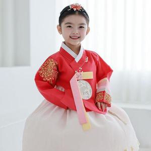 [하랑한복]미인랑 키즈 전통 아동 돌잔치 유아 행사 여아 한복 세트