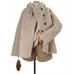 [쉬즈나인]요쿠 퍼널넥 뽀글양털 하프코트