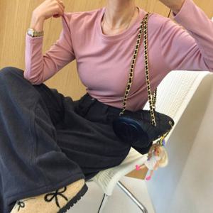 아이미마인 / 겨울찰랑 레이온 피치기모 기본핏 라운드 스판 긴팔티셔츠 (5color)