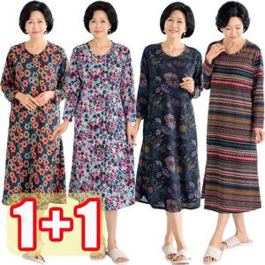 [엄마옷 로즈맘][1+1] 민보약기모홈웨어원피스