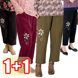 [엄마옷 로즈맘][1+1] 송준꽃자수밴딩기모바지