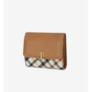 갤러리아_DCWA3F428W2 닥스 브라운 체크배색 DD로고 3단 반지갑