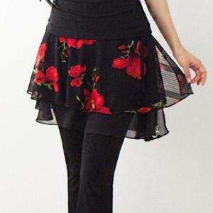 [까르죠아]까르죠아 플라워 쉬폰 망사 랩스커트 스포츠 사교 라틴 모던 차밍 빅사이즈 여성 댄스복