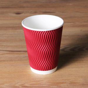 일회용 3중 단열컵 웨이브 와인 칼라 360ml(12온스) 커피 종이컵 100개 WFKWK8J