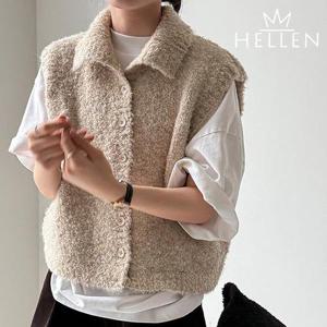 [헬렌]터틀넥 하이넥 니트 베스트 여성 조끼 뽀글이 캐주얼 카다이프니트조끼 B-828