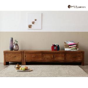 소나무 통원목 전통거실장(1800본장+1단장)