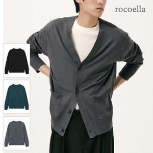 [로코엘라] 노튼 플레인 텐션업 남성 V넥 가디건