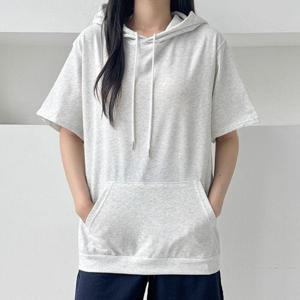 후드반팔 여성 무지 반팔 후드티 1P 베이직 여름 패션 티셔츠