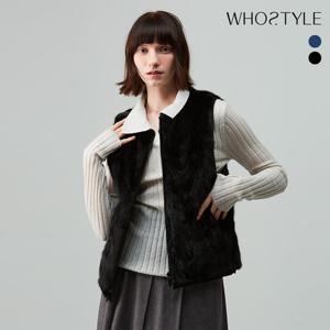 후스타일 여성 천연모피 소프트 퍼 리버시블 베스트