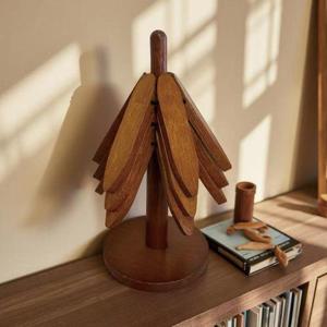 디유 우드 냄비받침 3P 세트 원목 트리 냄비받침대 집들이선물 답례품 접이식 20cm