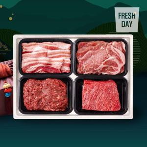 [프레시데이] 명품 한우+한돈 선물세트 1.6kg (불고기+국거리+삼겹살+목살)