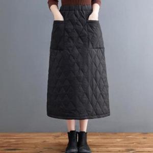 [옷자락] 여성 겨울 누빔 퀄팅 롱 밴딩 패딩스커트