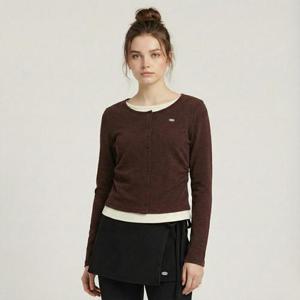 [행텐]여성 웨일 레이어드 버튼 가디건_브라운185 (10560-131-204-12)_YS