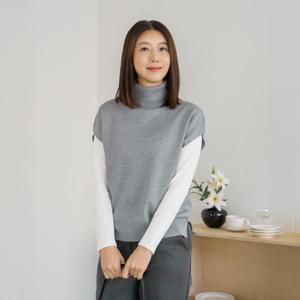 엄마옷 마담4060 폴라넥니트조끼-QVE2601007-