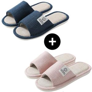 린넨 층간소음 실내슬리퍼 쿠션 실내화 거실화 2개세트