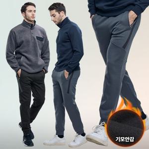 이지바이 외유내강 남성 따뜻한 겨울용 기모 조거 트레이닝 바지 빅사이즈 밴딩 팬츠(SJ33LP079M)