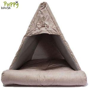 강아지집 삼각 하우스 1P 체크 브라운 기본형 애견 (WAC4739)