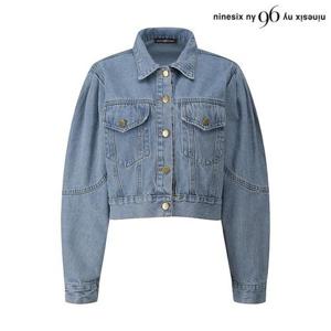 [나인식스뉴욕]소매 셔링 포켓 크롭 여성 데님 자켓 (NO1JK009L0)