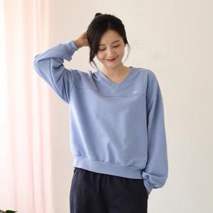 [웬디즈갤러리]오로라 브이넥 맨투맨 / 여성 여유핏 산책 일상 STS114