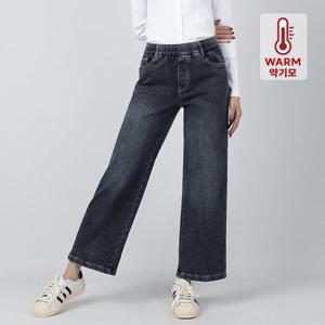 [코너스톤]코너스톤 여성 청바지 약기모 밴딩 와이드 그레이블랙 W4D3651