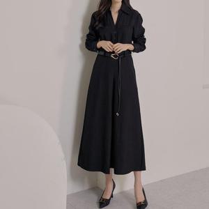 [로즈미] [55~66] 크루아 벨티드 셔츠 원피스