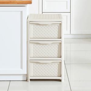 보네드 라탄 3단 슬림형 다용도 수납 플라스틱 서랍장