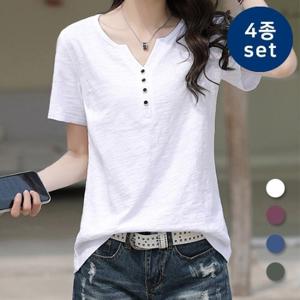 ★4종SET★[홈앤단독] 유니제이 슬라브 반팔 티셔츠/면티셔츠/이너/4color
