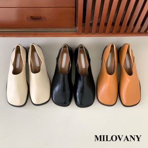 [밀로바니] 클라마 스퀘어 심플라인 무광 민자 통굽 쿠션 여성 데일리 키높이 로퍼 4.5cm