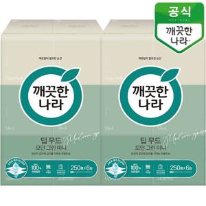 깨끗한나라 딥무드 모던그린 미용티슈 250매 6입 x 2개