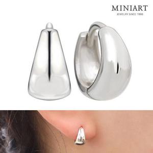 [미니아트] 워터 드롭 92.5 실버 볼륨 물방울 원터치 링 은 귀걸이