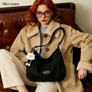 미르바네스 스웨이드 빈티지 라운드 소프트 백팩 빅숄더백 크로스백 호보백 1467 (키링증정)_HT