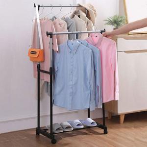 이동식 트윈 철제 더블 행거 선반 스탠드 옷걸이 헹거 WE2BFD9