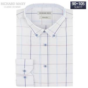 [슬림] 화이트 체크 슬림핏 와이셔츠 - SMA1247