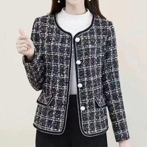 [끌레아]니모퀄트 여성 트위드 자켓 가을 중년 겨울 숏 하객룩 노카라 재킷 엄마 상의 봄 캐주얼 점