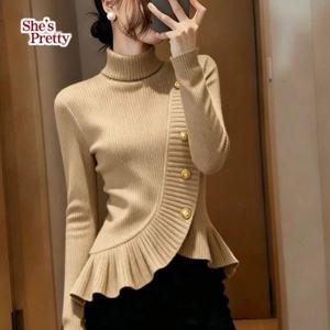 [쉬즈프리티] 노크라운딩러플버튼니트_여성겨울니트