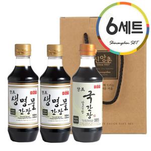 [신앙촌] 양조간장 선물세트 K 3-1호 6세트 (생명물간장 500mL×2 국간장500mLx1 )