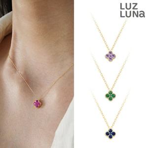 [루즈루나] 카티스 미니 컬러큐빅 실버 925 목걸이 은