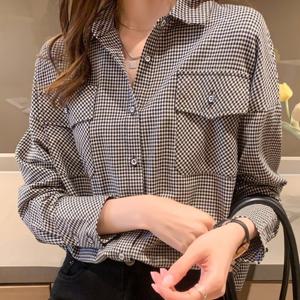 여자 가을 겨울 데일리 체크 블라우스 남방