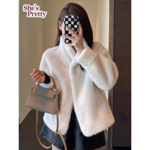 [쉬즈프리티]벨벳밍크페이크퍼코트 L까지_여성퍼코트