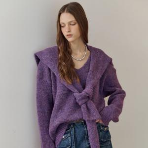 [마쟈] 브이넥 루즈핏 니트&숄 세트