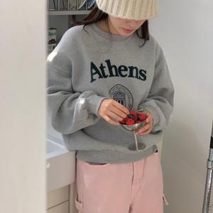 아테 부클자수 양기모 루즈핏 맨투맨 티셔츠