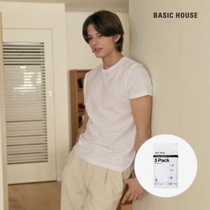 [APP전용] 베이직하우스 순면 30수 라운드 반팔티셔츠 5팩