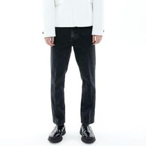 [LAB101] 롤업 디테일 데미지워시 크롭 데님 팬츠 (BLACK)