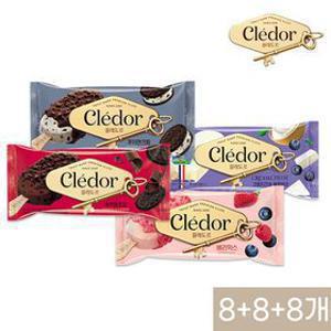 끌레도르 프리미엄 아이스크림바 4종 24개 (8+8+8개) /바닐라/쿠키앤크림/베리믹스