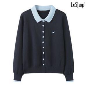 하트 자수 포인트 배색 니트 가디건 (DQ1CK006A)