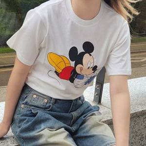 디즈니 미키마우스 라운드 반팔 티셔츠 M (라이센스정품 국내제작)
