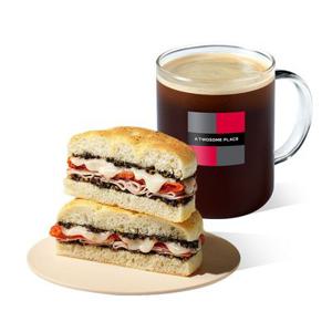 [투썸플레이스] 올리브 햄 치즈 포카치아 + 아메리카노 R