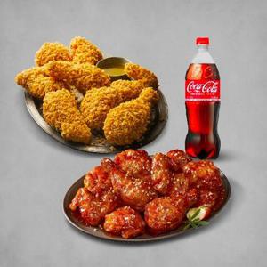 [실시간 문자발송] 황금올리브치킨+BBQ 양념치킨+콜라1.25L